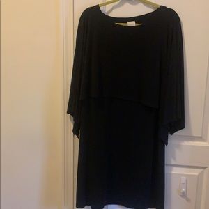 Chico’s black sleeveless cape dress. Size 2.